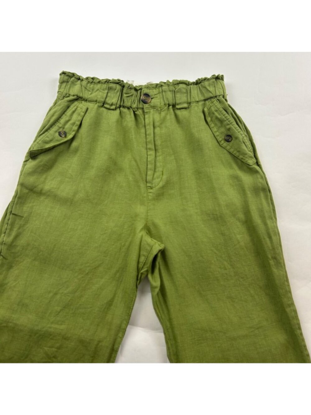 C&C California Green Linen High Rise Ankle Pant S - Picture 2 of 5